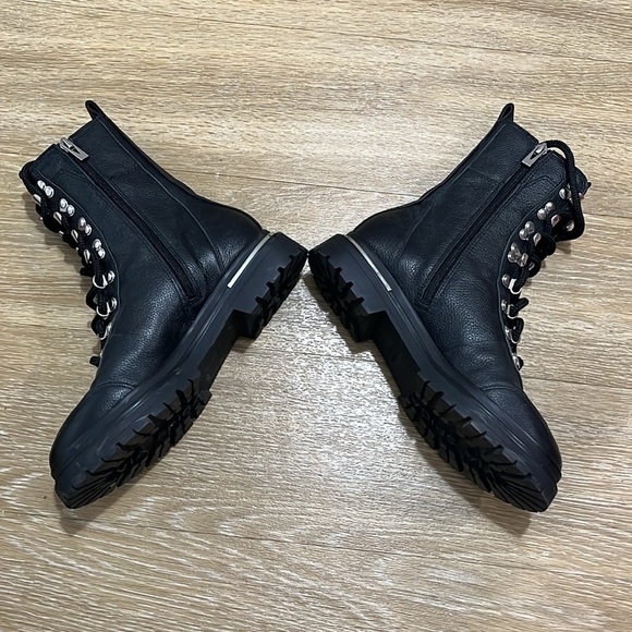 VIA SPIGA TAVVI Lace Up Combat Hiking Boots Shoes Black Leather - Picture 6 of 12